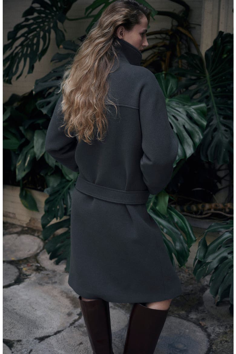 Belted Virgin Wool Blend Coat, Alternate, color, GREY