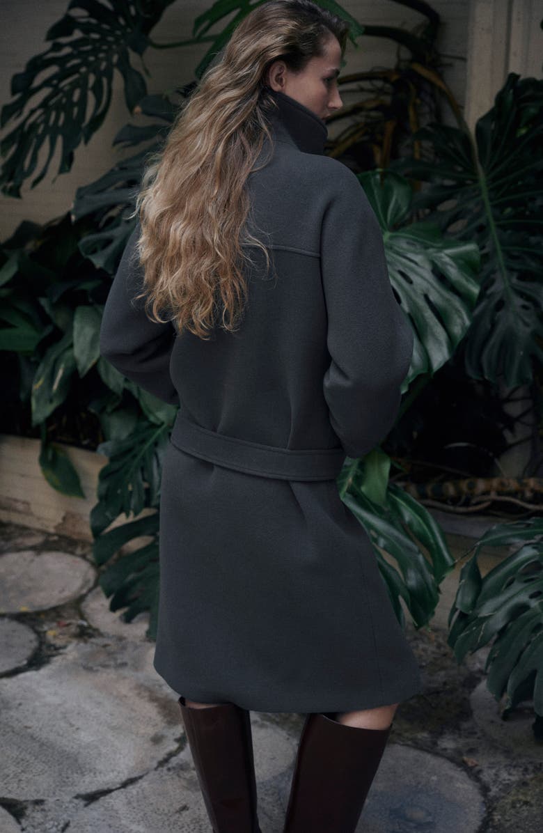 MANGO Belted Virgin Wool Blend Coat, Alternate, color, Grey