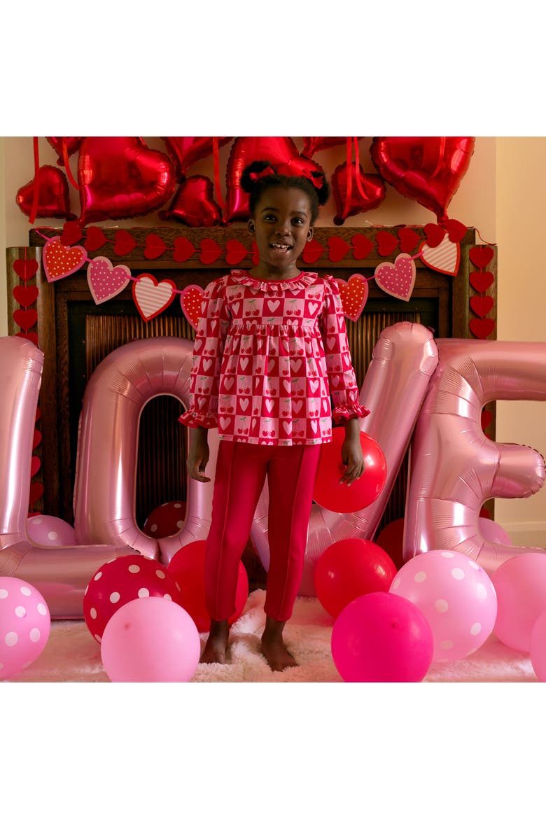 Cherry Heart Blouse & Leggings Set, Alternate, color, Pink