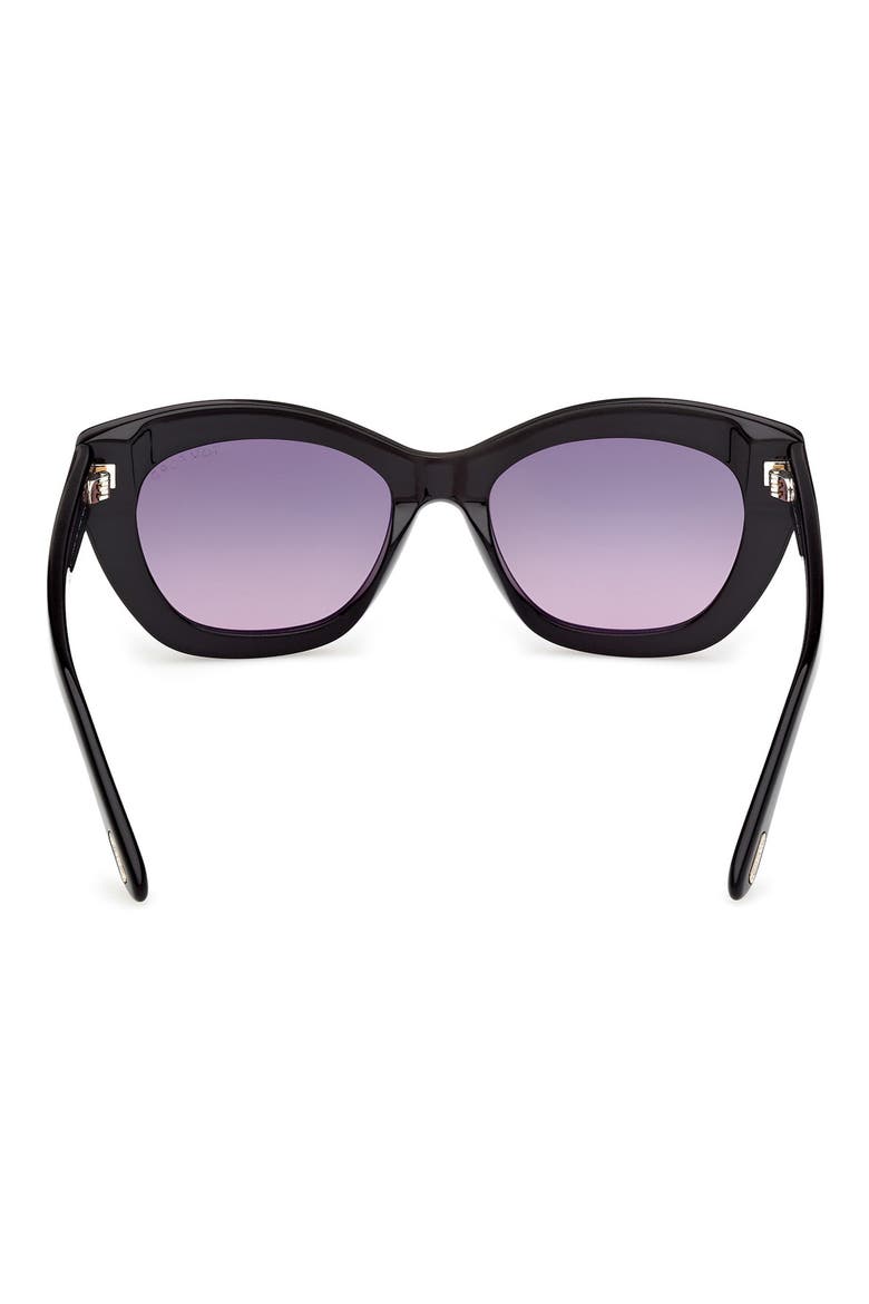 Linda 53mm Butterfly Sunglasses, Alternate, color, SHINY BLACK/ PURPLE LENSES