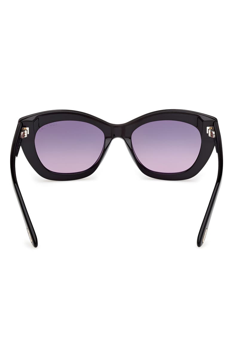 TOM FORD Linda 53mm Butterfly Sunglasses, Alternate, color, Shiny Black/ Purple Lenses