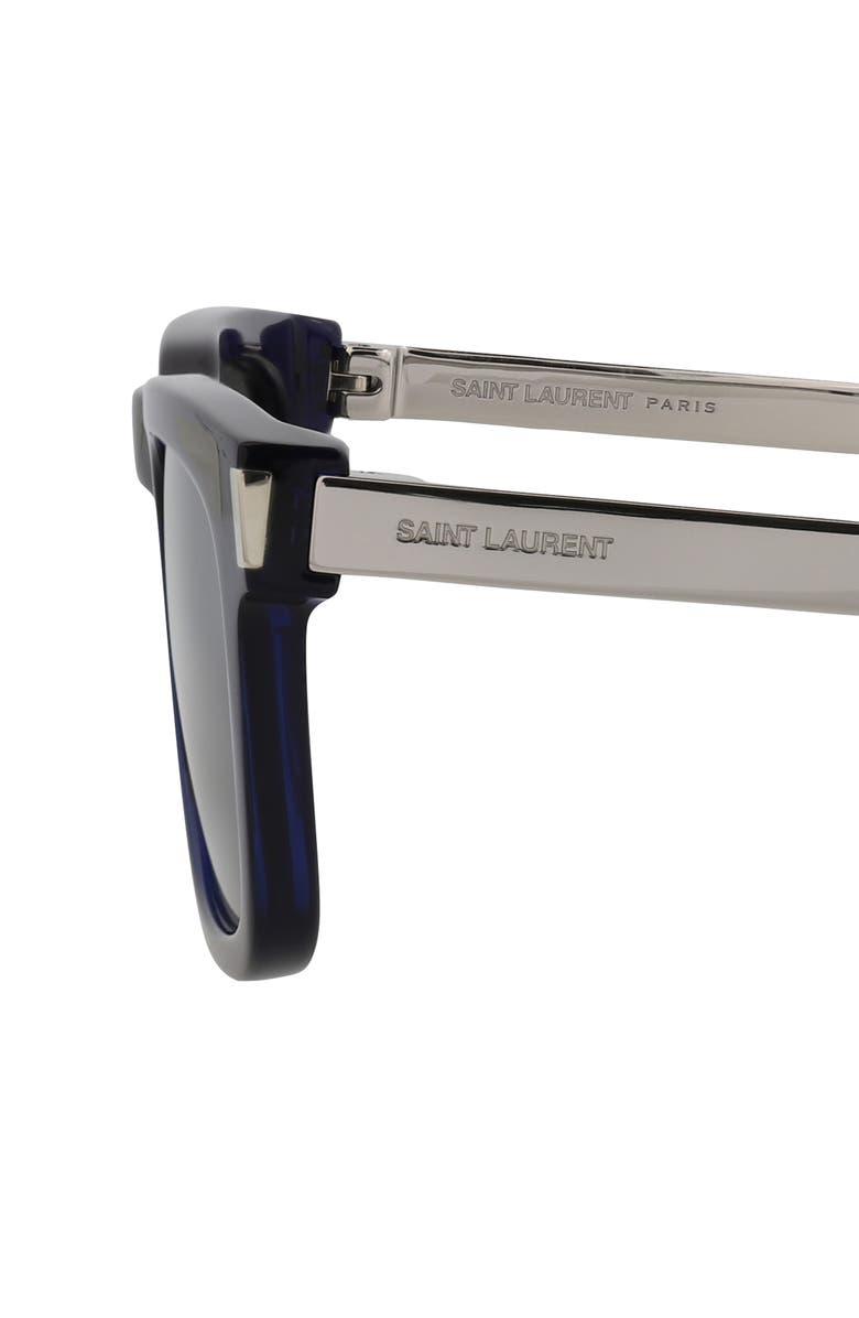 Saint Laurent 51mm Square Sunglasses, Alternate, color, Blue Silver
