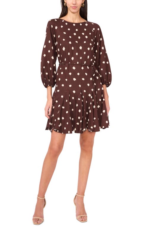 1.state Polka Dot Long Sleeve Minidress In Brown