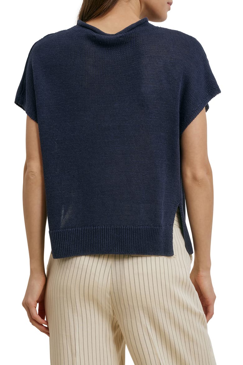 The Stevie Short Sleeve Linen Sweater, Alternate, color, NAVY