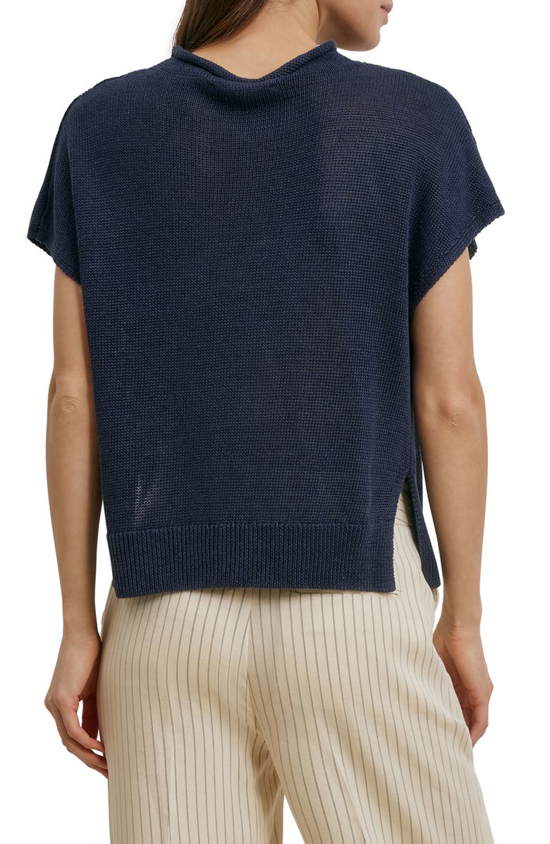 Favorite Daughter The Stevie Short Sleeve Linen Sweater, Alternate, color, Navy
