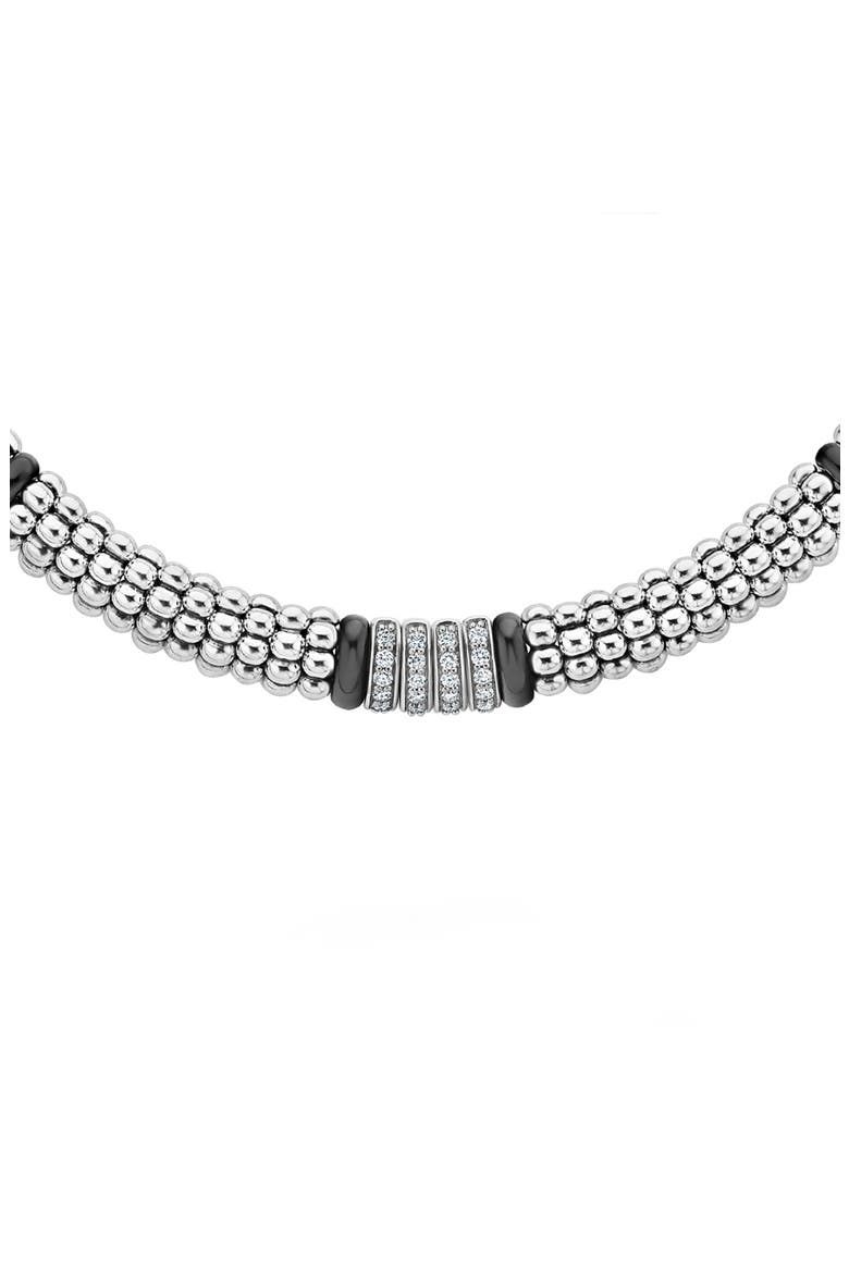 Black Caviar Diamond Rope Necklace, Main, color, SILVER/ CERAMIC/ DIAMOND