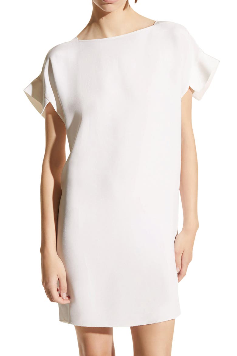 Guilia Cutout Silk Georgette Shift Dress, Alternate, color, WHITE SAND