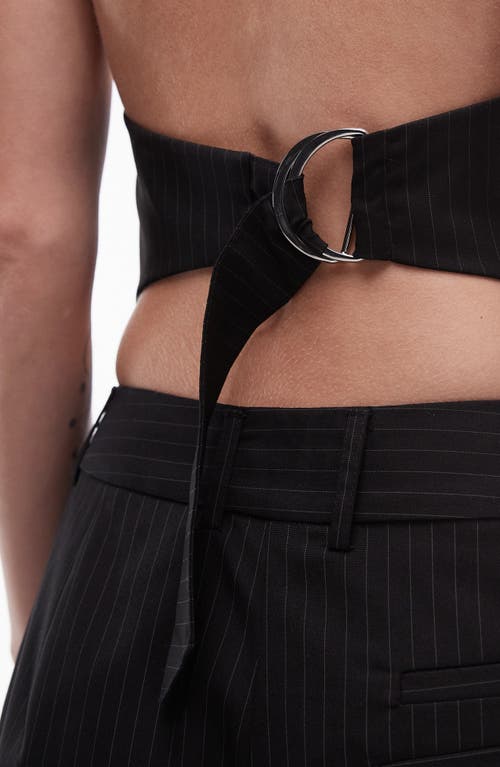 Topshop Pinstripe Vest In Black