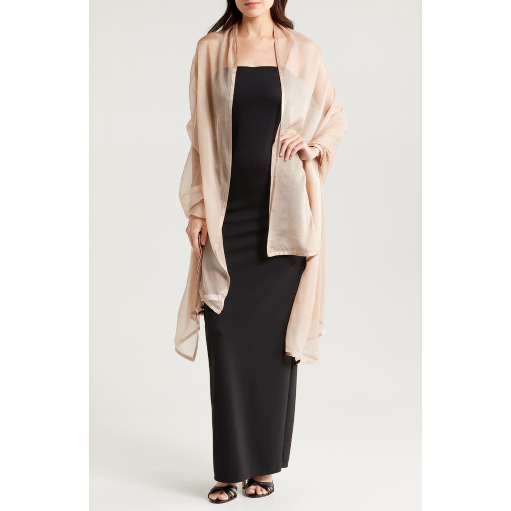 Nordstrom Satin Border Silk Chiffon Scarf In Champagne