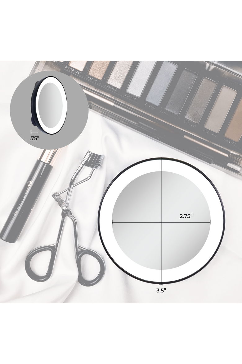 Lighted Compact Mirror with 15X Magnification & Suction Cup, Alternate, color, Black