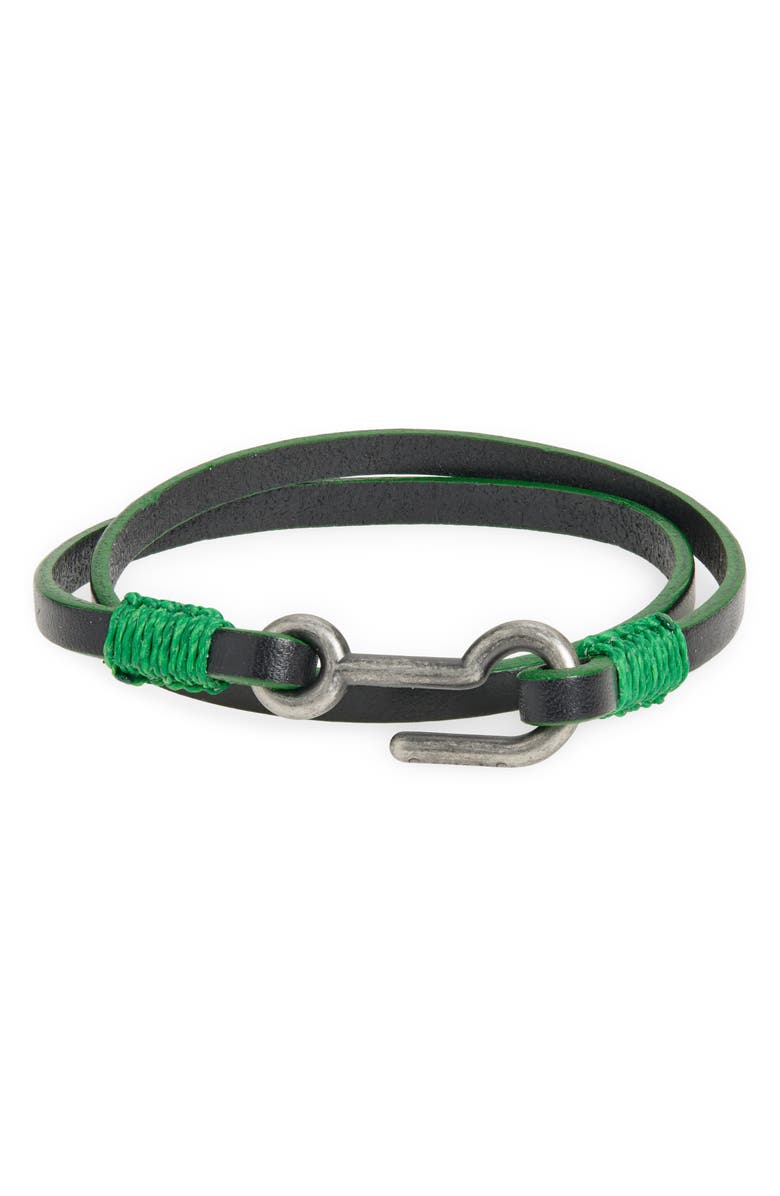 Caputo & Co. Utility Hook Leather Bracelet, Alternate, color, Black