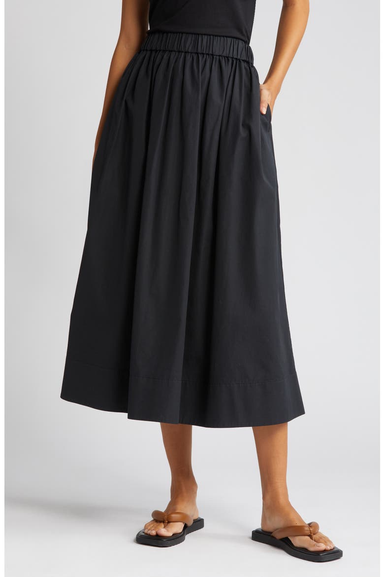 Cotton Poplin Skirt, Alternate, color, BLACK