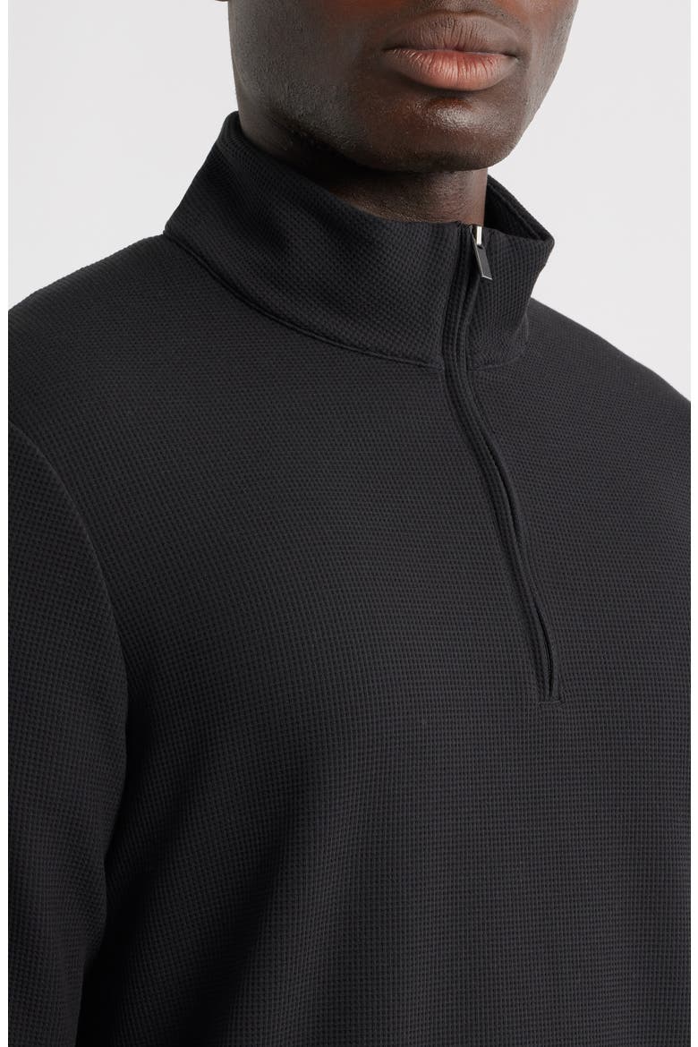 Waffle Quarter Zip Pullover, Alternate, color, BLACK