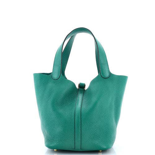 Pre-owned Hermes Hermes Picotin Lock Bag Clemence Mm In Green