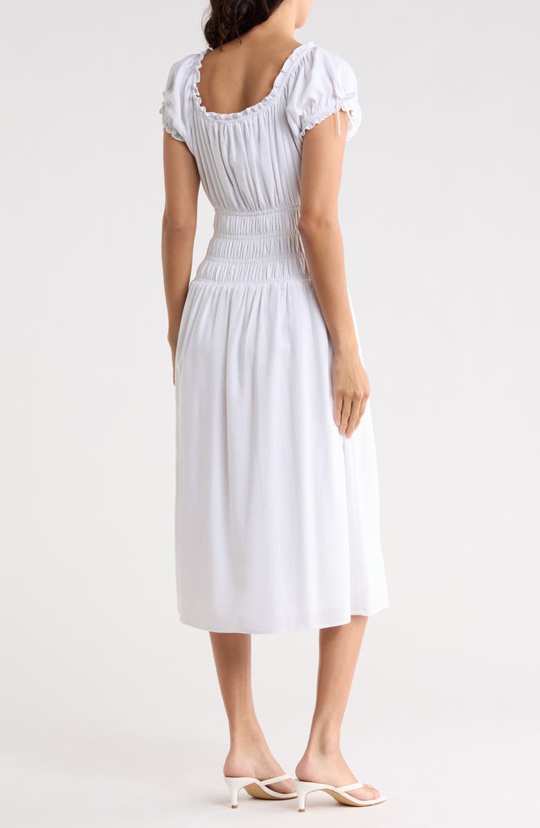 WAYF Smocked Midi Dress, Alternate, color, Ivory