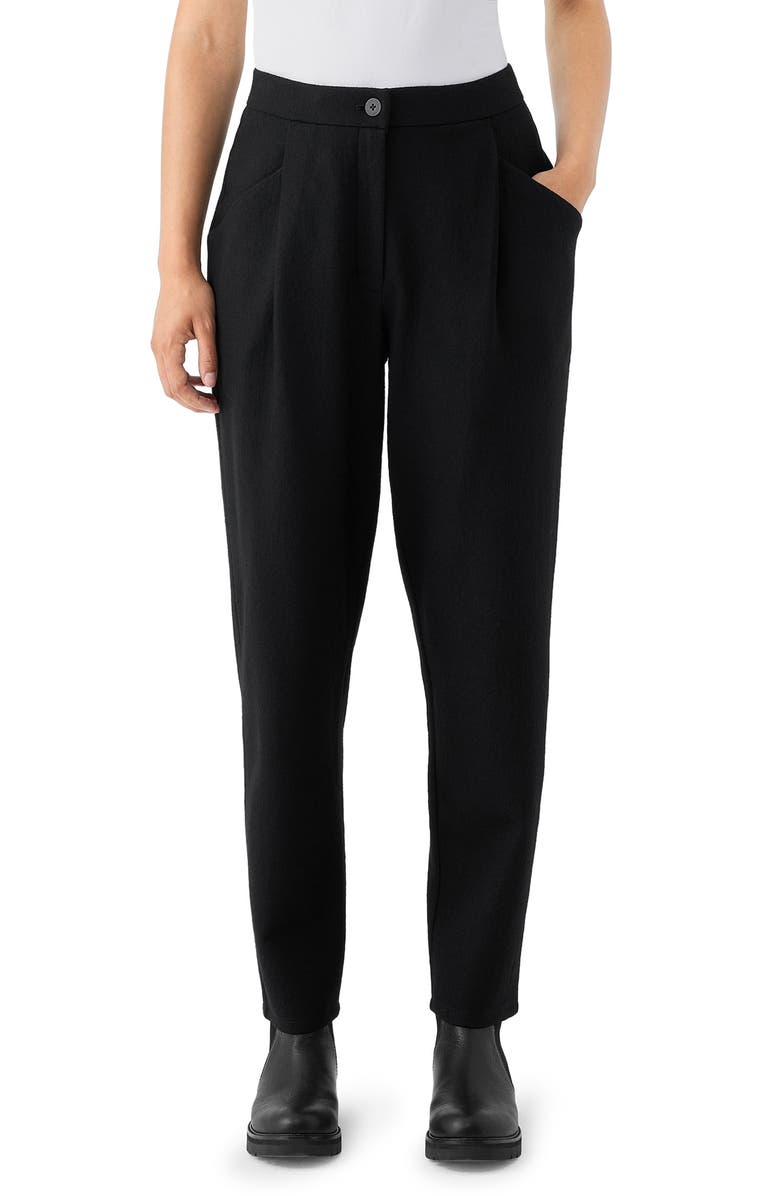 Eileen Fisher Pleated Ankle Tapered Boiled Wool Pants, Main, color,