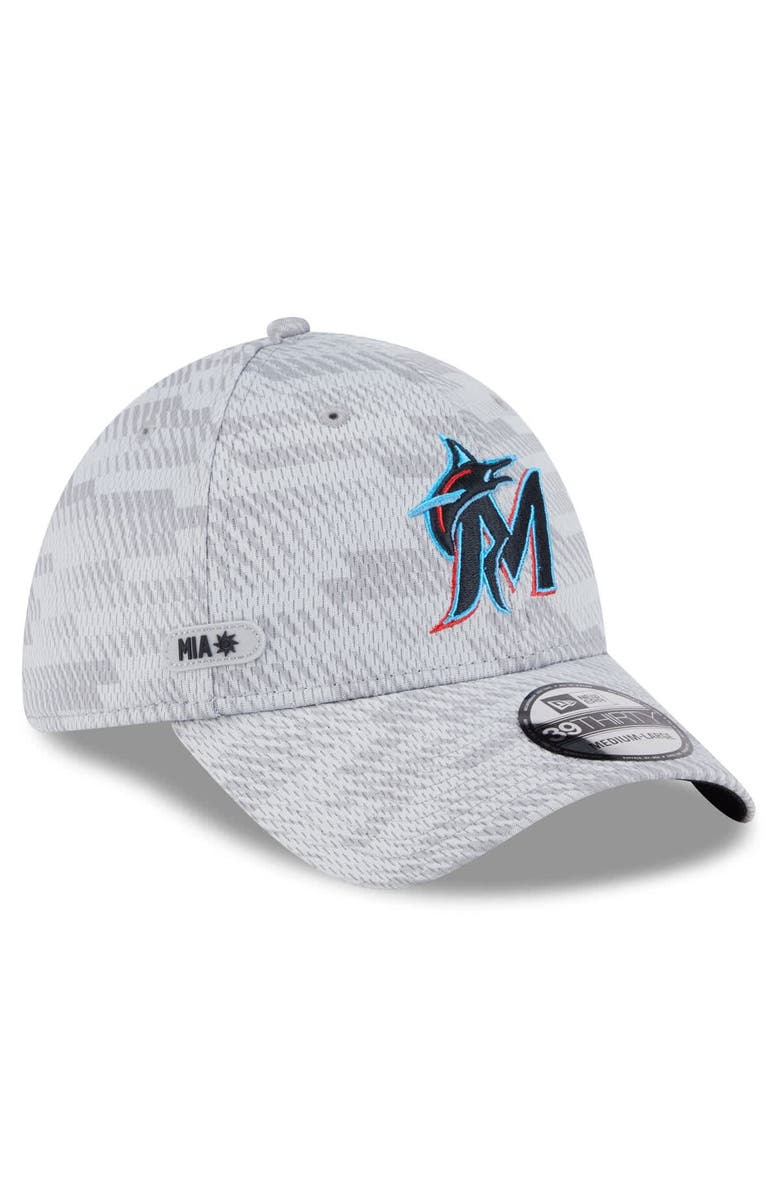 New Era Men's New Era Gray Miami Marlins 2025 MLB Clubhouse 39THIRTY Flex Hat, Main, color, Gray