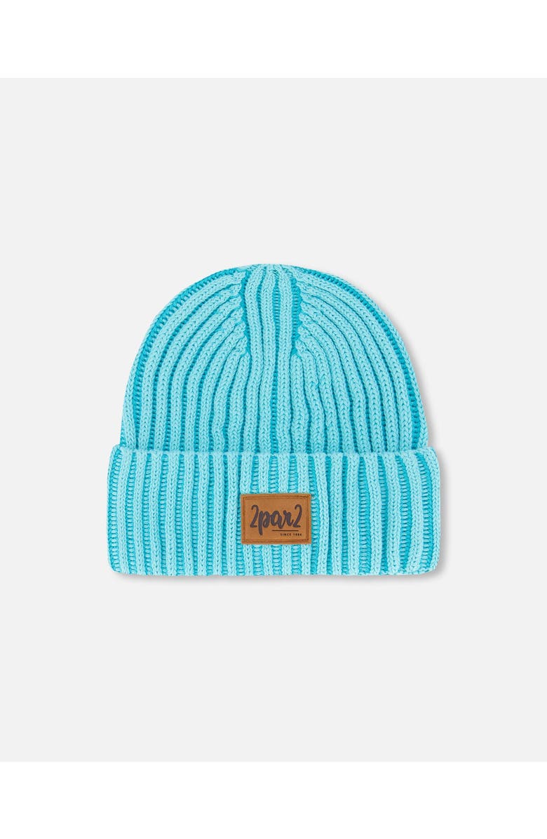 Deux par Deux Unisex Solid Knit Hat Turquoise, Main, color,