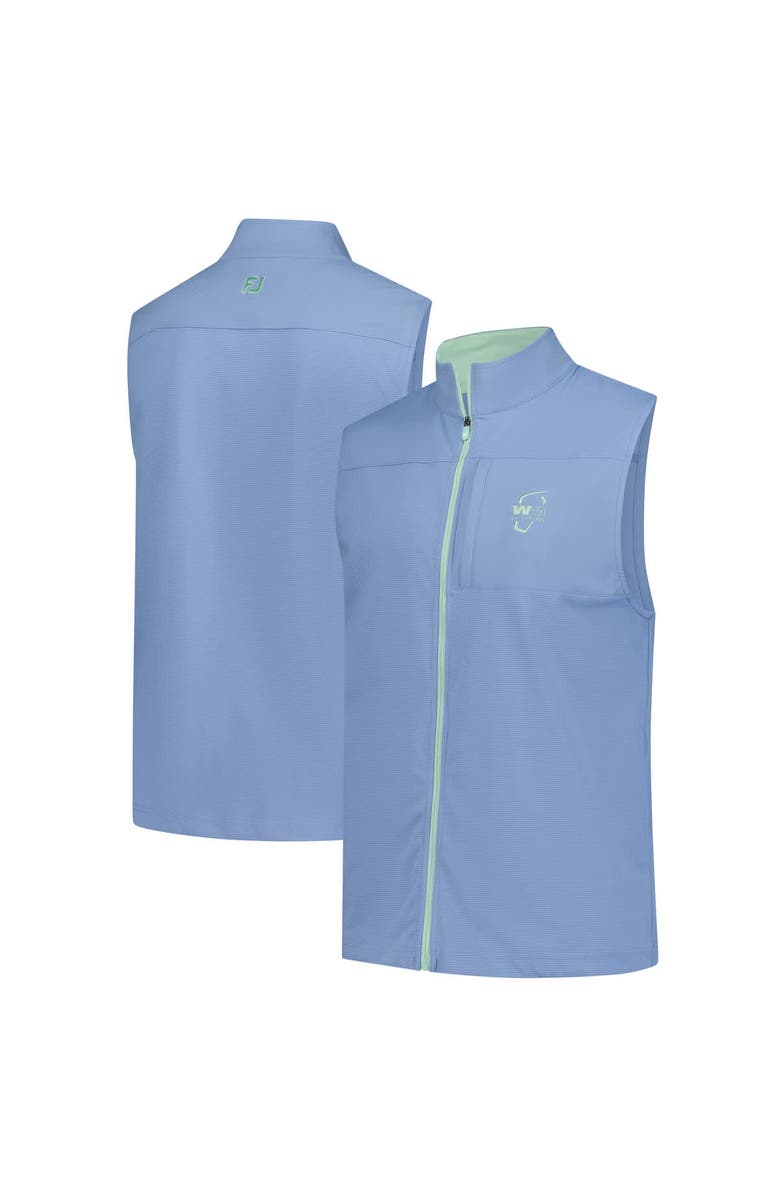 FOOTJOY Men's FootJoy  Blue WM Phoenix Open Ottoman Knit Full-Zip Vest, Alternate, color, Blue