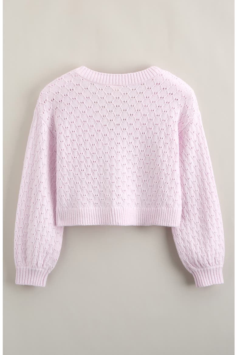 Kids' Pretty Pointelle Stitch Cardigan, Alternate, color, PINK ICE