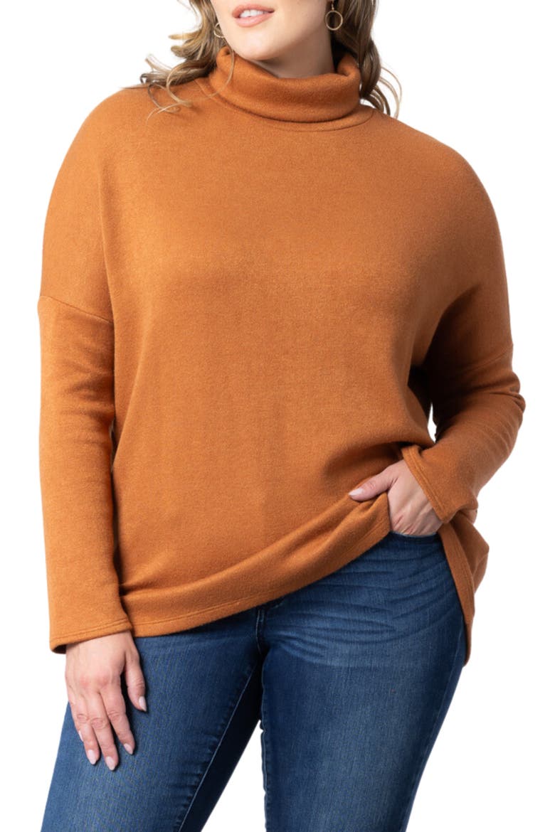 Paris Turtleneck Tunic Sweater, Main, color, CAMEL