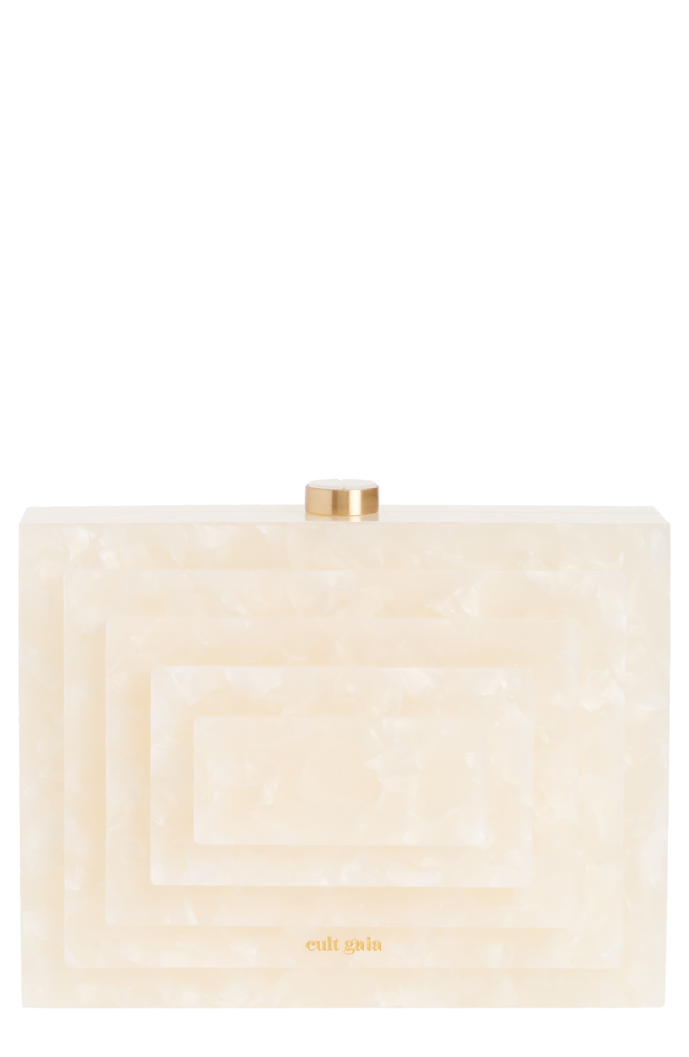 Logan Acrylic Box Clutch, Main, color, PEARL