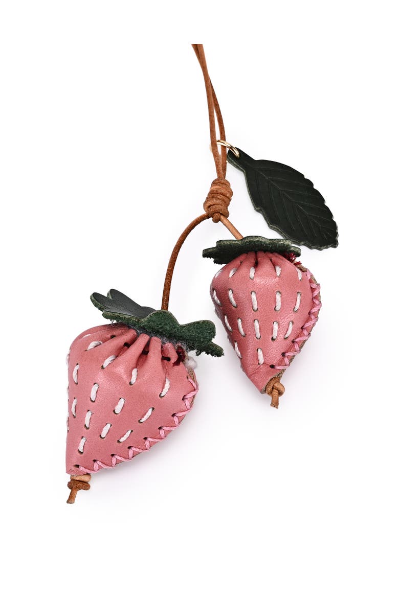 Strawberry Genuine Leather Artisan Charm, Alternate, color, Blush