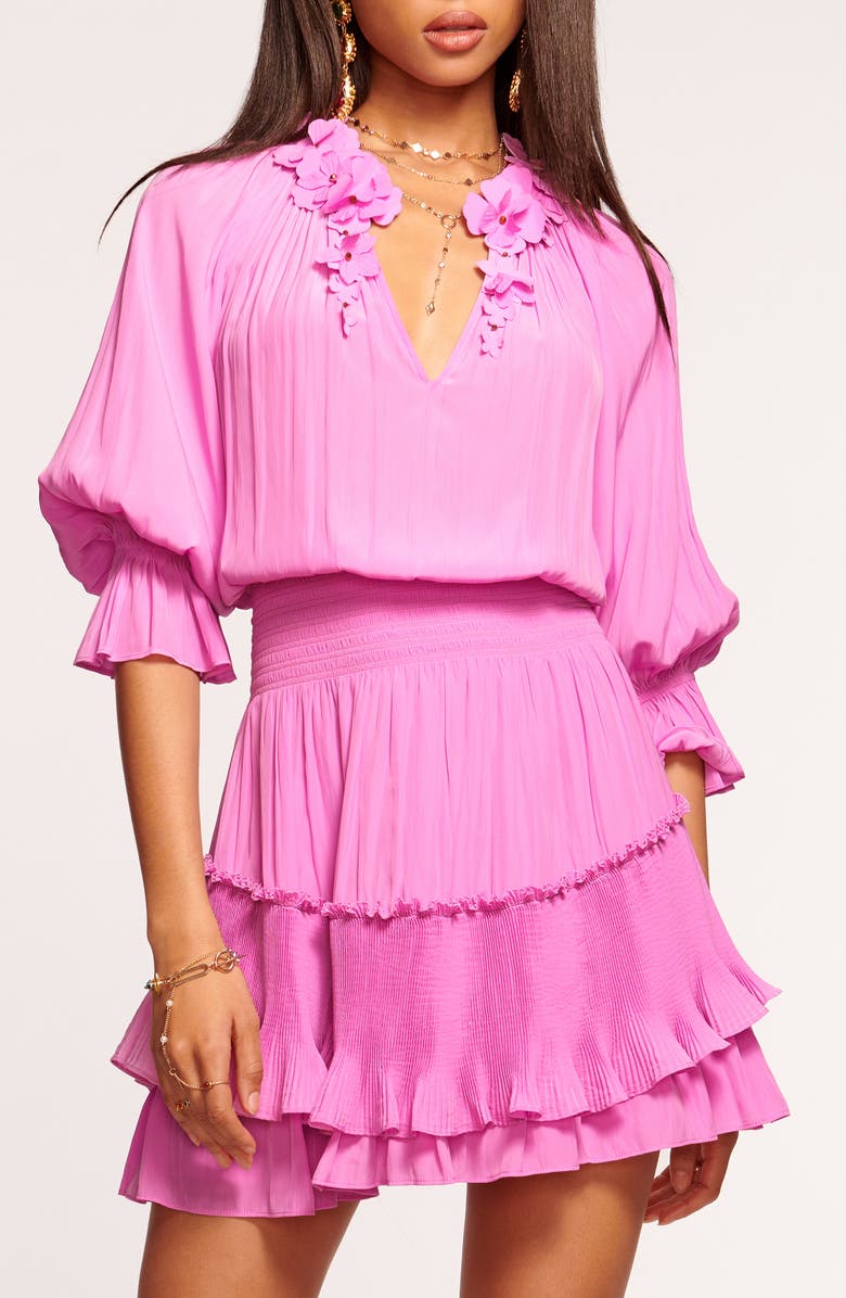 Ramy Brook Alison Floral Pleated Minidress, Alternate, color, 