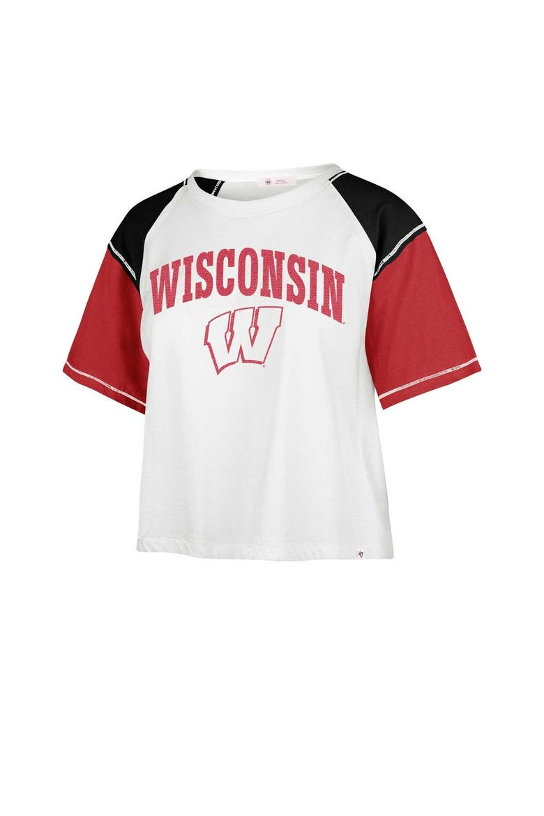 Women's '47 White Wisconsin Badgers Serenity Gia Cropped T-Shirt, Alternate, color, White