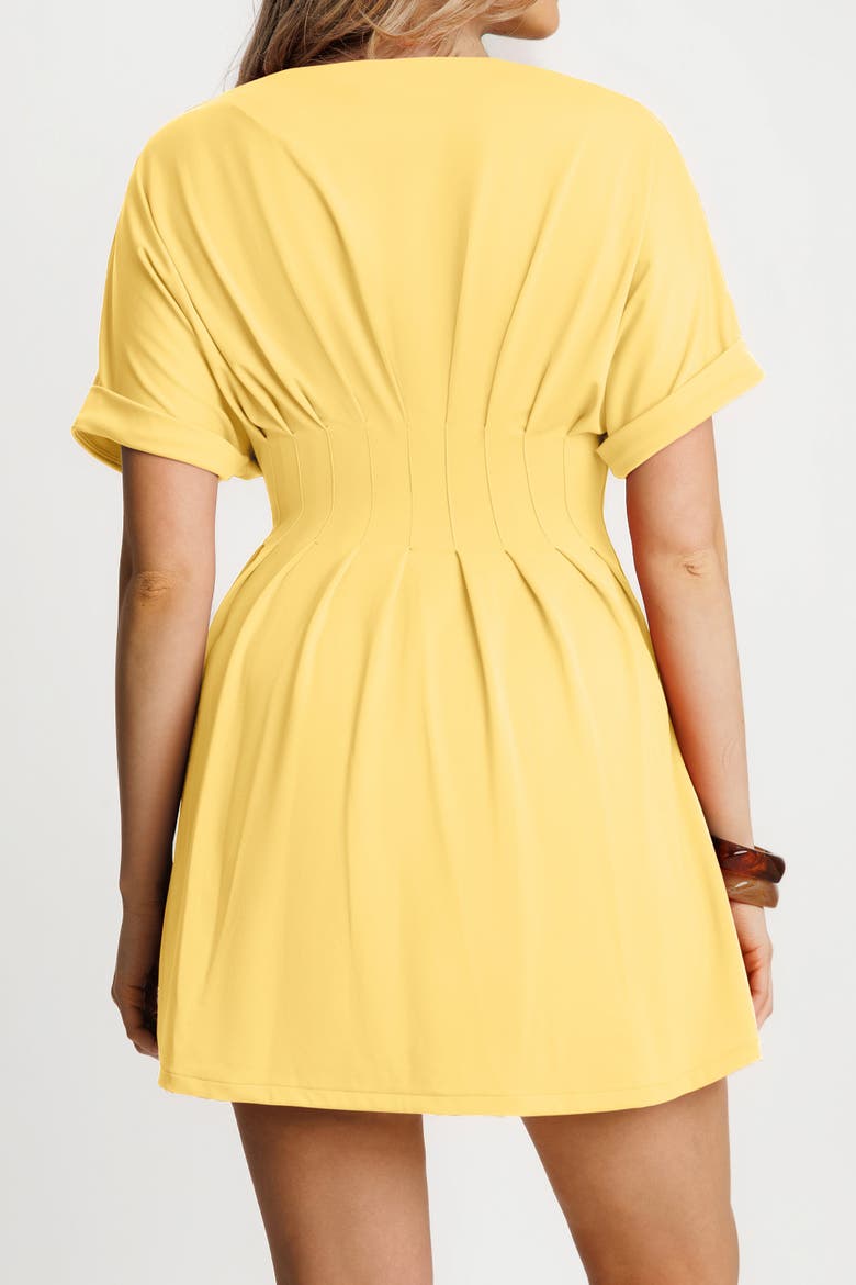 Zip Front Two-Piece Sculpting Mini Dress, Alternate, color, Yellow