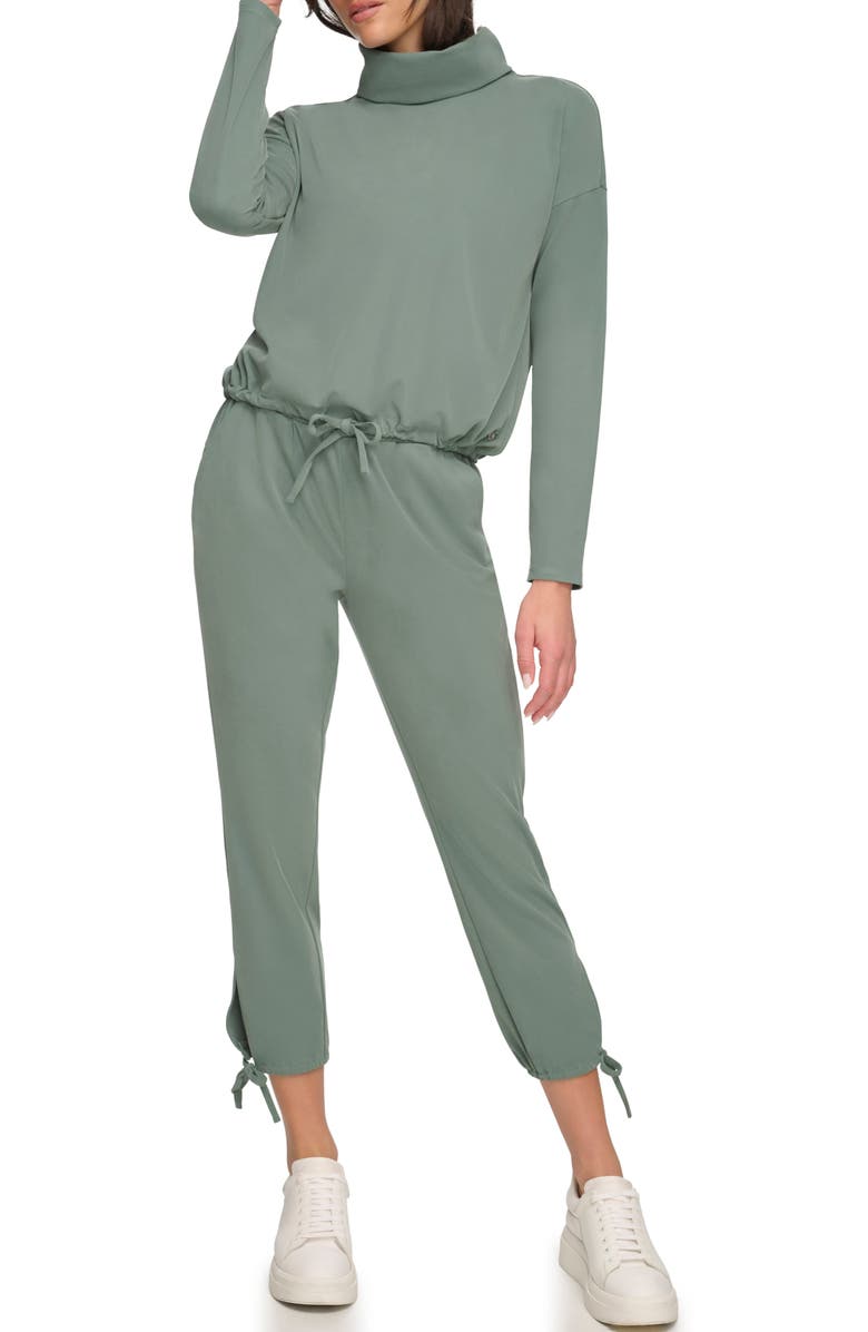 Andrew Marc Sport Sueded Piqué Pullover Sweatshirt, Alternate, color, Fern