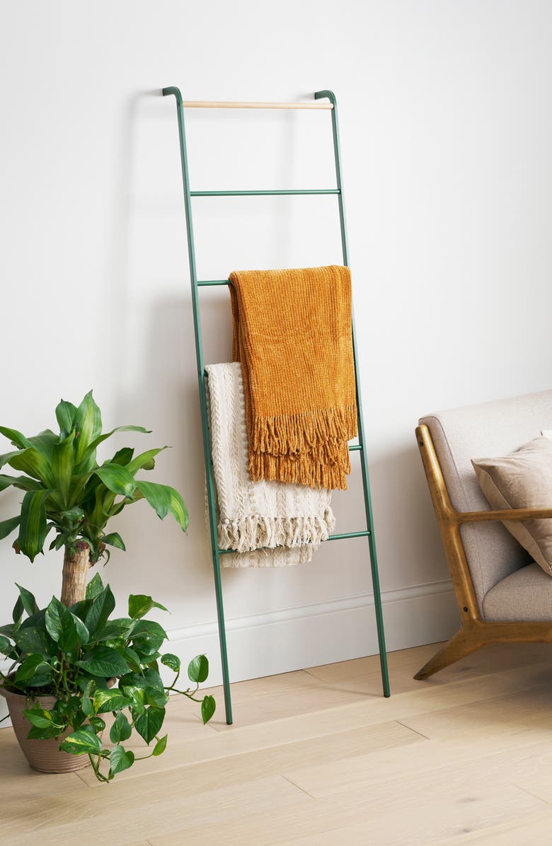 Yamazaki Leaning Storage Ladder, Alternate, color, Forest Green