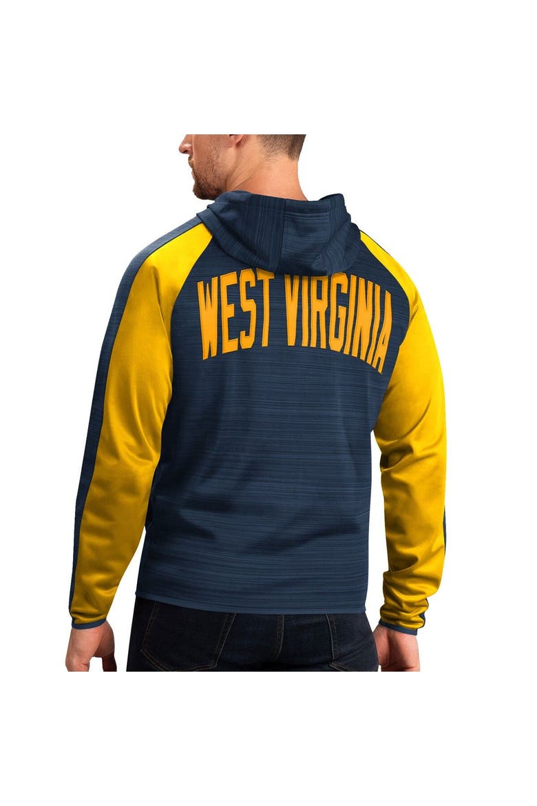 Men's G-III Sports by Carl Banks Navy West Virginia Mountaineers Neutral Zone Raglan Full-Zip Track Jacket Hoodie, Alternate, color, Navy
