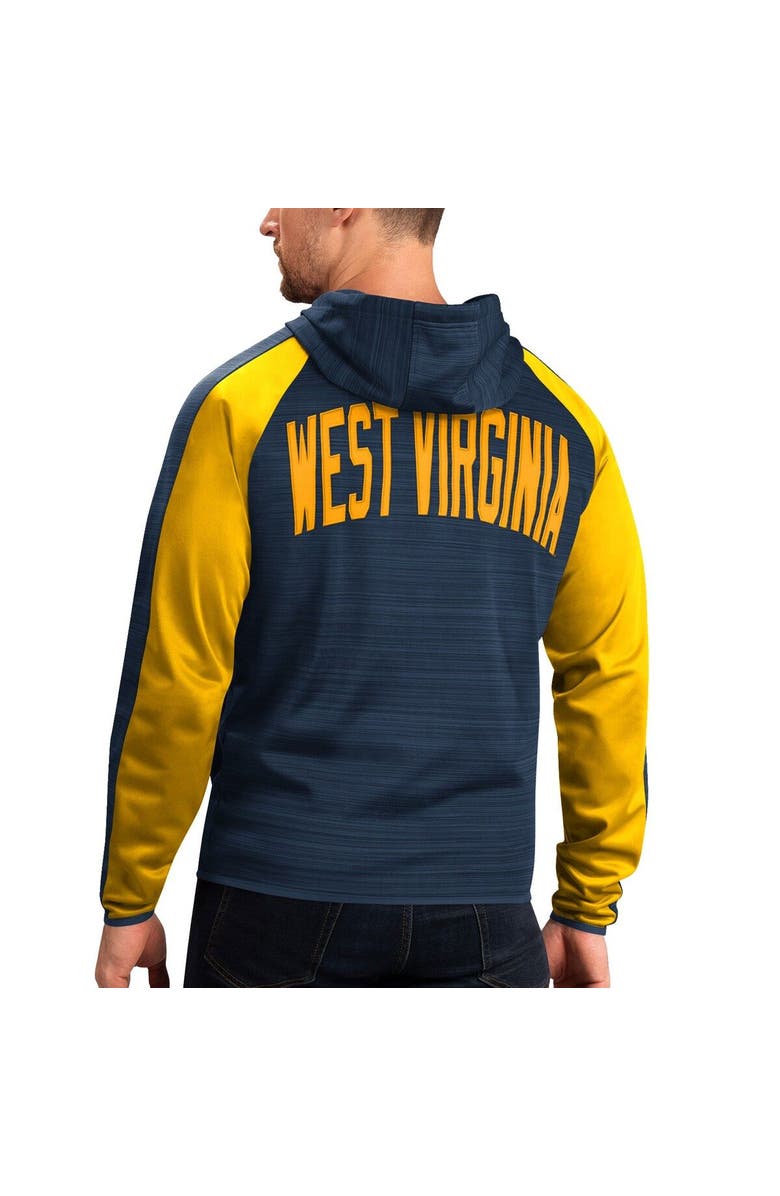 G-III SPORTS BY CARL BANKS Men's G-III Sports by Carl Banks Navy West Virginia Mountaineers Neutral Zone Raglan Full-Zip Track Jacket Hoodie, Alternate, color, Navy