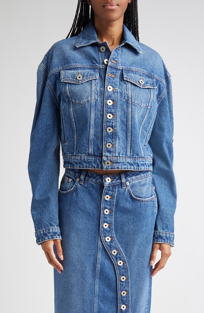 Jean Paul Gaultier Button Detail Denim Trucker Jacket, Main, color,