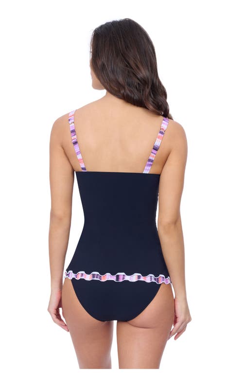 Profile By Gottex Riga E Cup Solid Center Ruched Tankini In Black