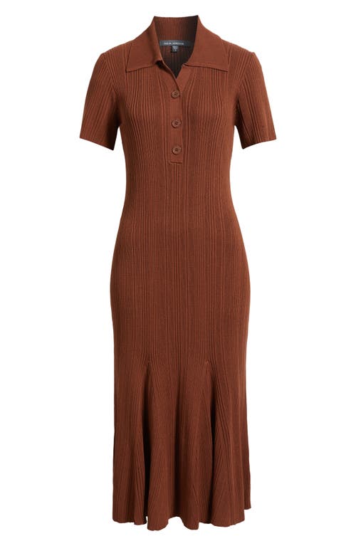 Julia Jordan Rib Short Sleeve Midi Sweater Dress In Brown