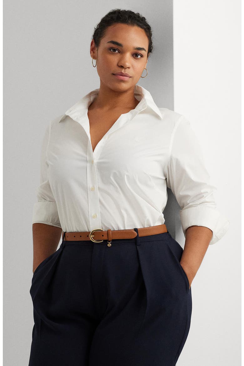 best no iron dress shirts women Women's Tall No Iron Button Front Shirt - Lands' End - White