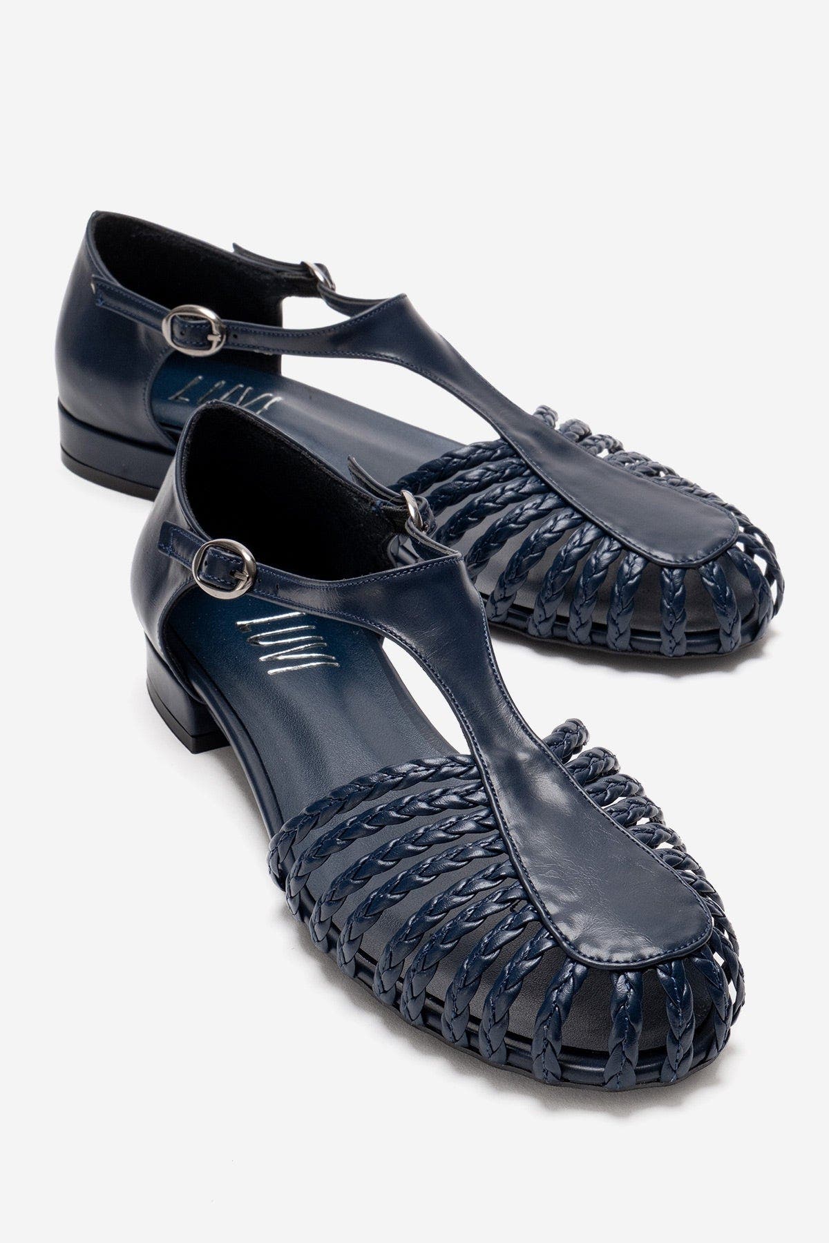 Onos Woven T Strap Sandal, Alternate, color, Navy