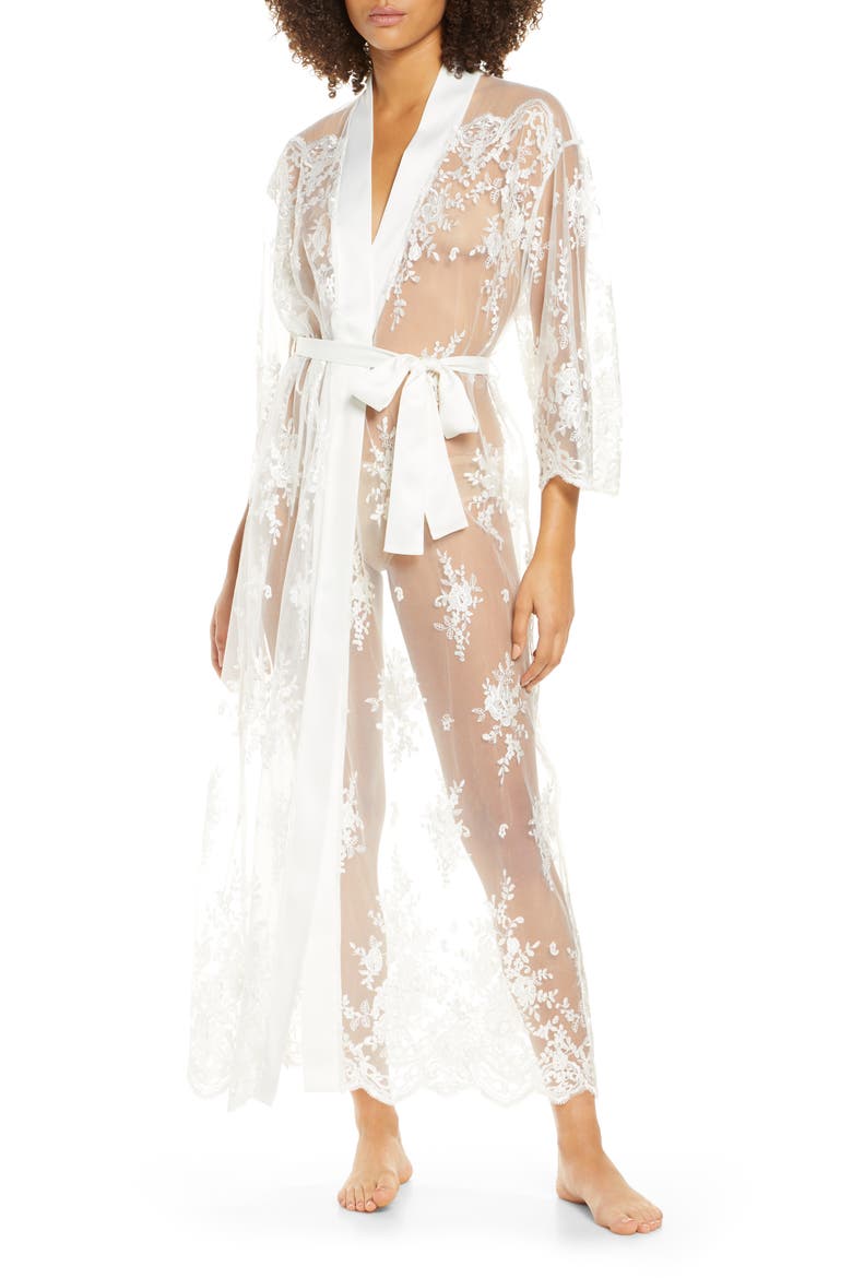 Darling Sheer Lace Robe, Main, color, IVORY