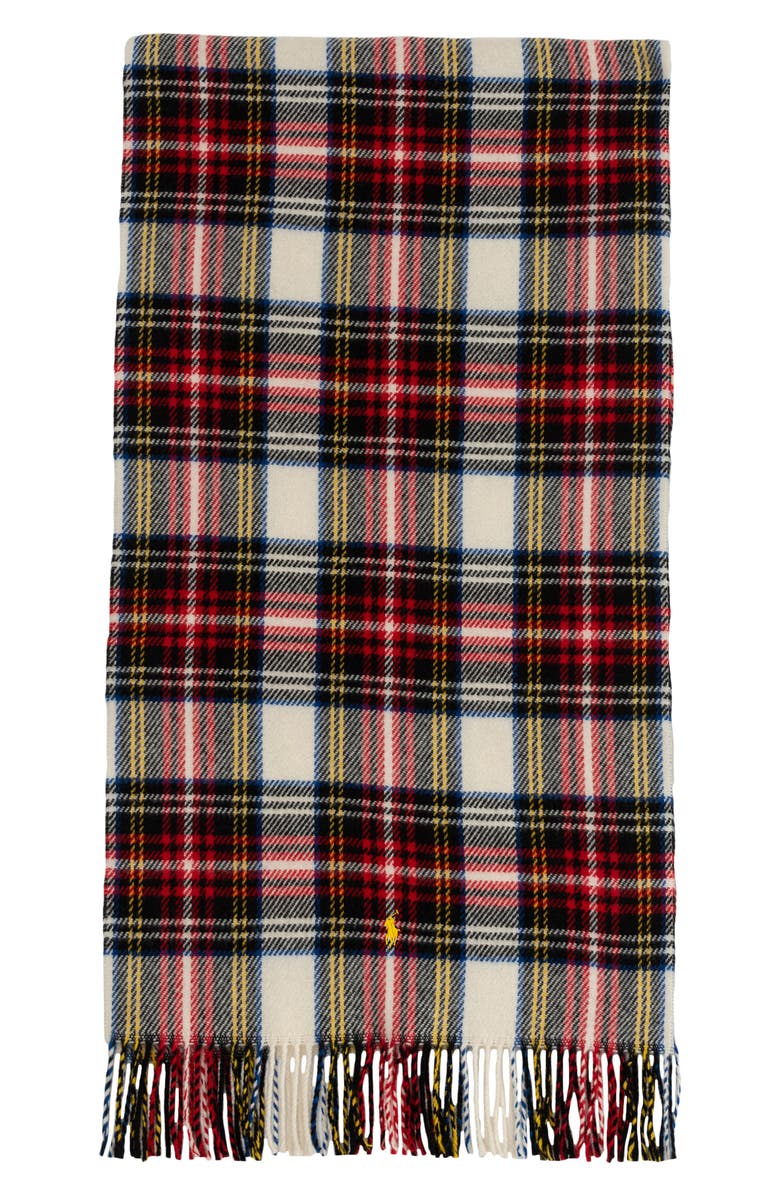 Polo Ralph Lauren Plaid Wool Scarf, Alternate, color, Dress Stewart
