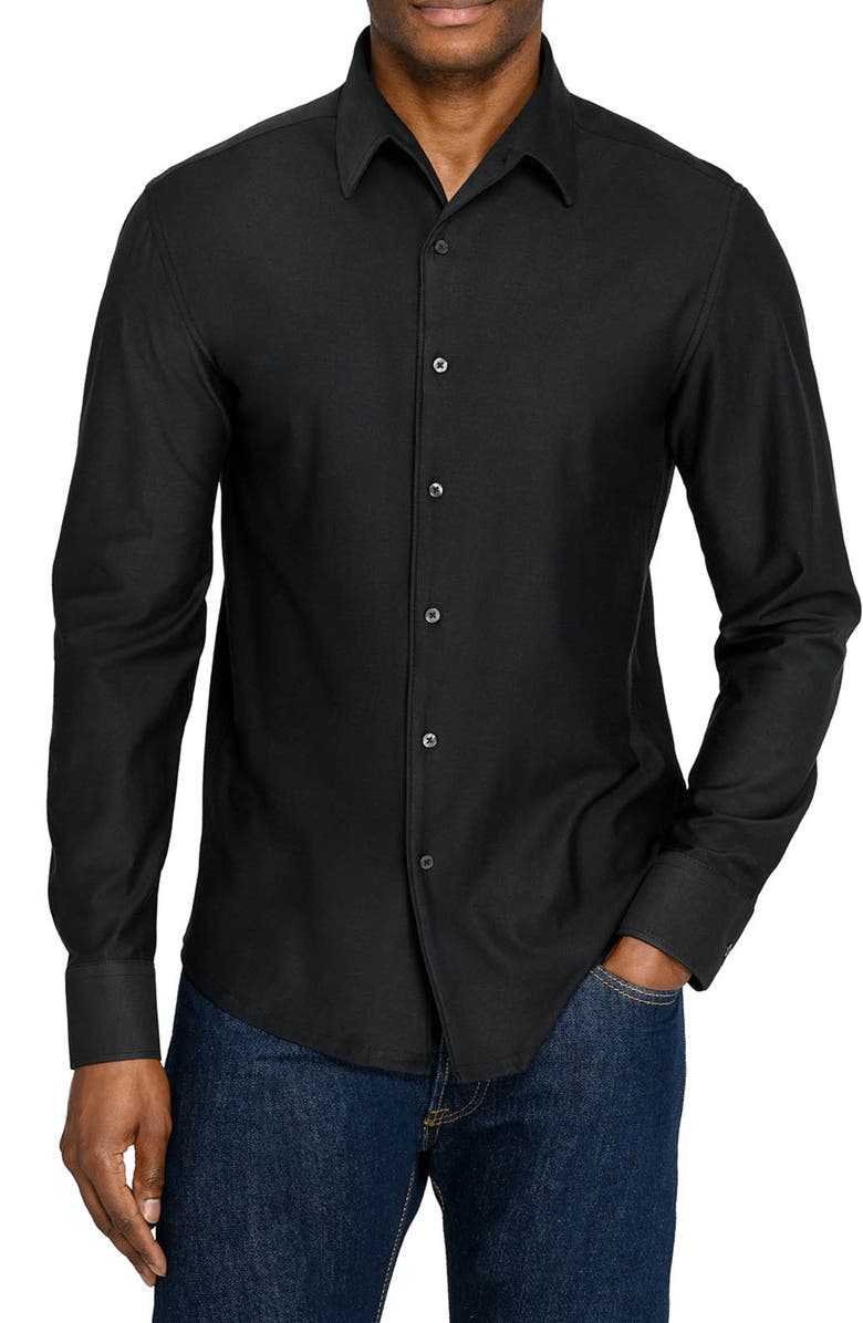 Brooklyn Brigade Solid Mapleton Luxe Cross Dyed Long Sleeve Shirt, Main, color, Black