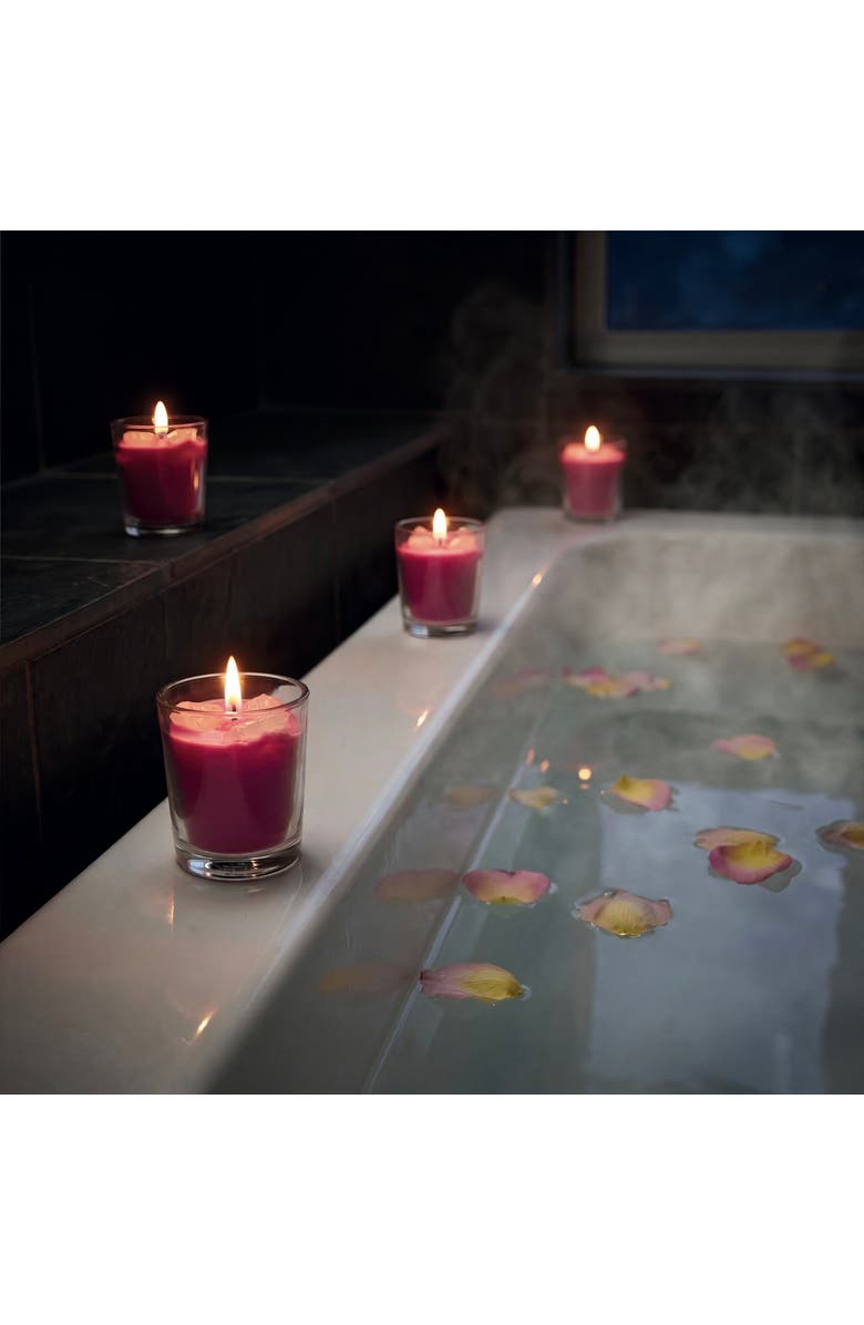 tag Scented Votive W/Rose Quartz Stones S/3 Fuchsia Glass Everyday, Alternate, color, Pink