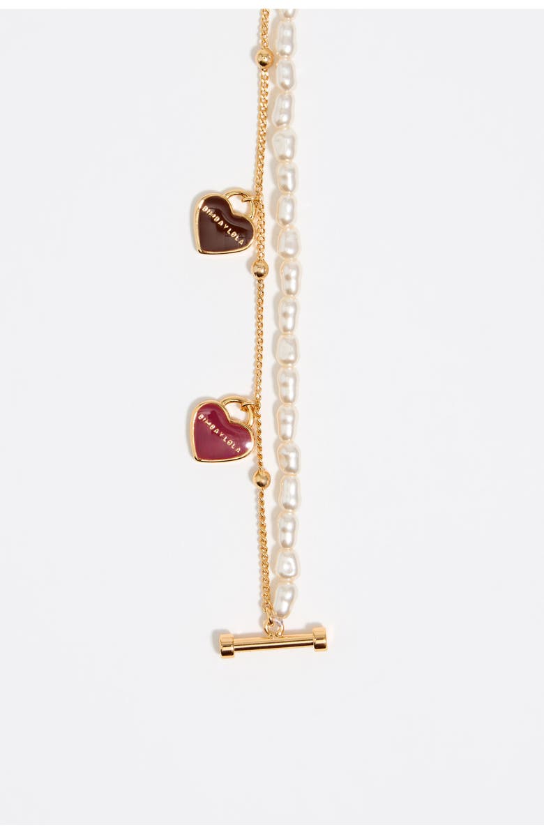 Bimba y Lola Chain Heart Logo Double-Layer Necklace, Alternate, color, 