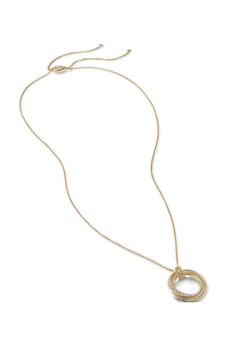 David Yurman 'Crossover' Pendant Necklace with Diamonds in Gold, Alternate, color, 