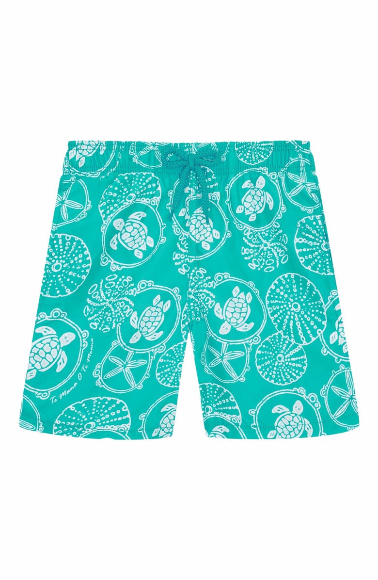 Vilebrequin Kids' Oursins Bicolor Swim Shorts, Main, color, Vert Disco