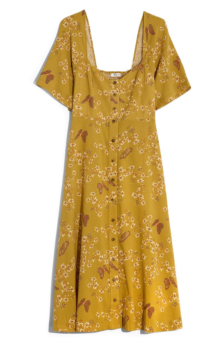 Madewell Windowbox Floral Flutter Sleeve Midi Dress, Alternate, color, 