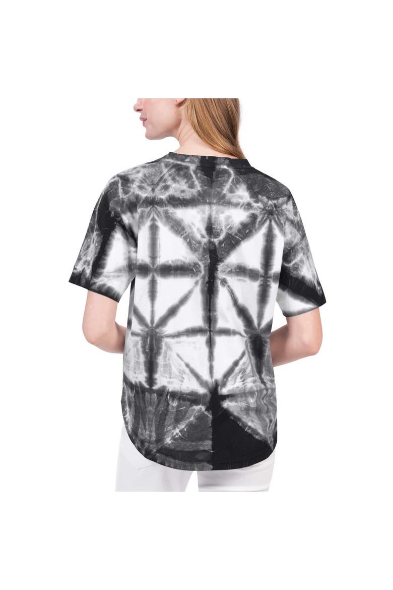 Women's G-III 4Her by Carl Banks Black Miami Heat Tournament Raglan Oversized Tie-Dye V-Neck T-Shirt, Alternate, color, Black