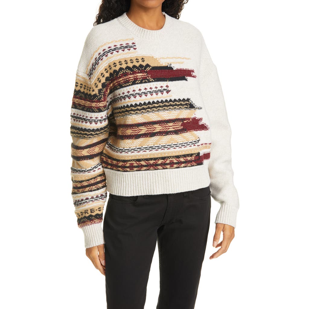 Rag & Bone Annalise Crewneck Wool Blend Sweater In White