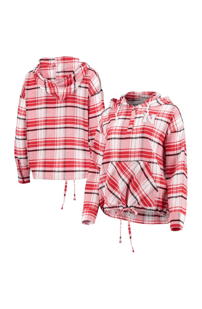 CONCEPTS SPORT Women's Concepts Sport Scarlet/Black Nebraska Huskers Accolade Plaid Pullover Hoodie, Main, color,